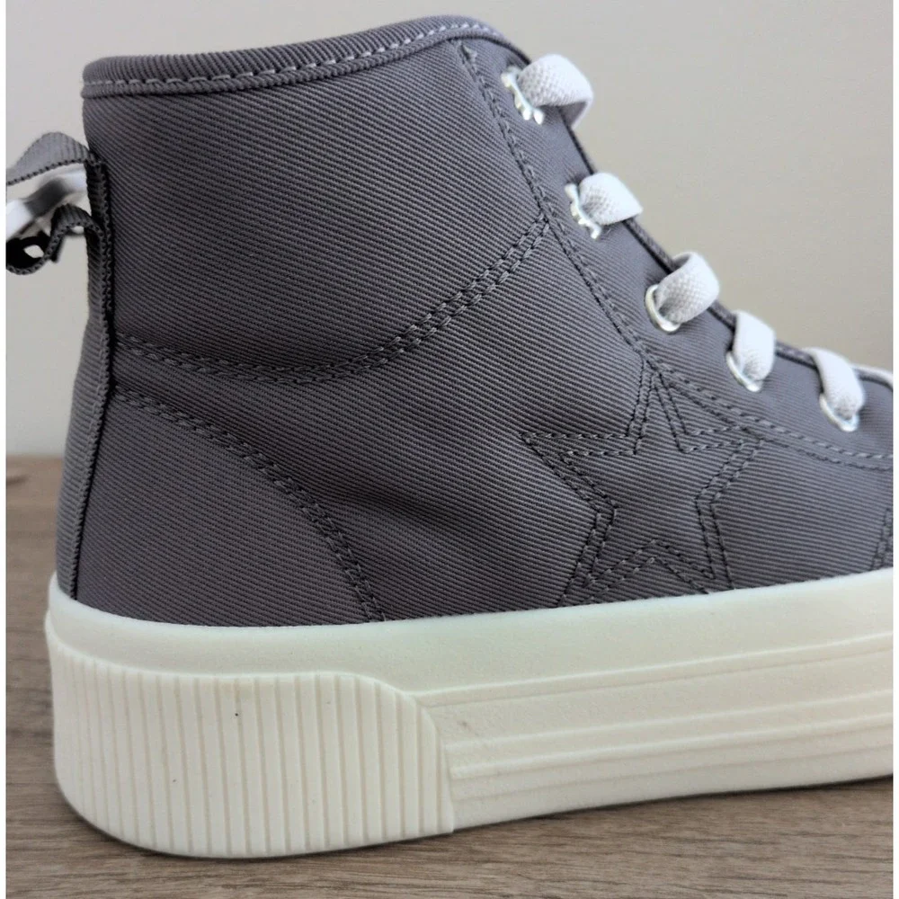Justice Little Girls Gray High Top Platform Sneakers Size 1 Side Zip Stars